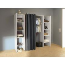 Vente-unique - Dressing Extensible Emeric - L.112/185 Cm - Blanc Et Anthracite