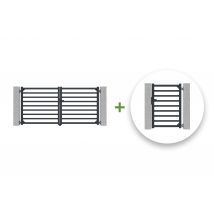 Casanoov - Portail battant 3m ANTELAO H.140cm + Portillon 1m ANTELAO H.140cm aluminium gris