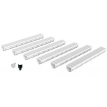 Mea - Pack De 6 Caniveaux Extérieurs Avec Grille À Fentes Longitudinales En Plastique Recyclé Grises Decoline - Largeur Utile 10cm – Passage Piéton