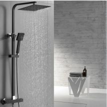 Auralum Max Élégant Colonne De Douche Thermostatique Noir Ensemble De Douche Thermostat Avec Mitigeur Réglable En Hauteur - Eu Modèle