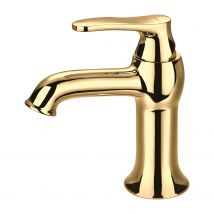 Omnires - Mitigeur Lavabo Bas Art Deco, 16 Cm, Avec Bouchon Clic-clac, Couleur : Or