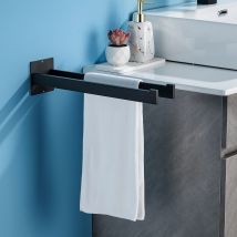 Auralum Max Porte Serviettes Salle Bain,double Porte-serviettes Adhésif/percage,support Serviette À Deux Bras Murale Pour Salle De Bain Cuisine,noir
