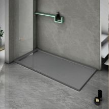 Grand Verre - Bac À Douche Gris 80x80 À Clôture En Résine Et 60% Charge Minérale Receveur Avec Bonde Et Grille En Inox