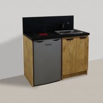 Valino - Pack Complet Kitchenette Chêne Golden 120cm + Electro
