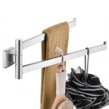 Auralum Max Porte-serviettes Mural Avec 2 Double Arm Bras À 180 Rotation Barre Serviette Brossé En Acier Inox 304,40 Cm Pour Salle De Bain