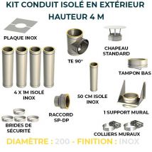 Jeremias - Kit Conduit Isole Pour Installation Extérieure - Hauteur 4 Mètres - Diamètre 200