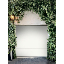 Gm Portes - Porte De Garage Lance Sectionnelle Prémontée | Panneaux Sans Lignes En Blanc | Acier Galvanisé | Moteur Somfy Io | H200 X L240 Cm