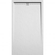 Stano - Receveur De Douche 90x90 Cm Extra Plat Arco En Résine Surface Ardoisée Blanc Grille Blanche