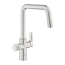 Robinet Filtrant De Cuisine - Supersteel - Filtration De L'eau - Bec Haut En U - Rotation 150° - Grohe Blue Pure Start - 30595d