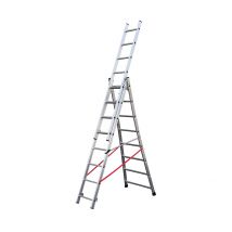 Echelle Transformable Base Évasée 3 Plans 3x8 Échelons 5m70 En Alu Hailo Premium