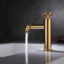 Kroos - Mitigeur lavabo salle de bain style industriel - Doré