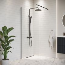 Badplaats - Paroi De Douche Florida - 60 X 200 Cm - Noir - 8 Mm