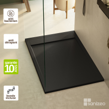 Lavaberg - Receveur de douche extraplat MAGNUS - Texture Ardoise en Mineral Composite Noir - L90*l90*h3cm - LAVABERG by Sanizeo