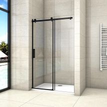 Aica Sanitaire - Aica Porte De Douche Noire Coulissante 120x200cm Porte De Douche Coulissante Noir En 8mm Verre Anticalcaire
