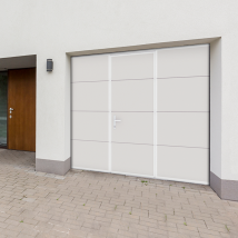 Gm Portes - Porte De Garage Wicket Sectionnelle | Avec Portilon Intégré | Prémontée | Blanc | Moteur Life | H.200 X L.240 Cm | Motorisée