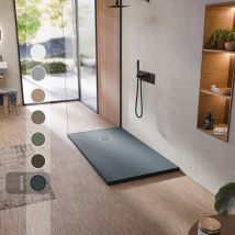 Bellobath - Receveur De Douche En Résine Antidérapante - Texture Ardoise Douce -avec La Bonde Et La Grille Comprises - Graphite - 80 X 190 Cm