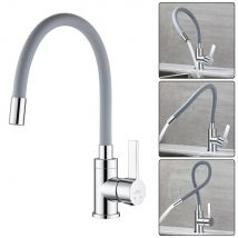 Auralum Max Mitigeur Cuisine Flexible, Robinet Cuisine Pivotant À 360°, Avec Tuyau En Silicone Flexible, Robinet Evier Eau À Chaude Et Froide (gris)
