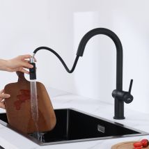 Auralum Mitigeur Cuisine Noir avec Douchette Haute Pression