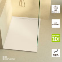 Lavaberg - Receveur de douche extraplat RAGNAR - Texture Ardoise en Mineral Composite Beige Arena - L80*l80*h3cm - LAVABERG by Sanizeo
