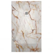 Kroos - Receveur De Douche Marbre Creme, Finition Lisse Stone 3d, Grille De Couleur - 100 X 70 Cm