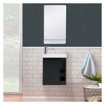 Mob In - Meuble lave-mains HAMPTON Noir avec vasque blanche + miroir