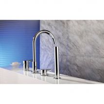 Kroos - Robinet mitigeur bain-douche 4 trous sur plage chromé - Corbeau