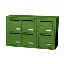 Bloc Collectif Leabox.com, 3x2, Grade 3, Simple Face, Intérieur, Fixation Murale, Vert Mai Ral 6017 Finition Brillante