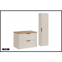 Otitec - Ensemble Meuble De Salle De Bain De 80 Cm - Avec Plan - Avec Colonne - Liva Cashmere