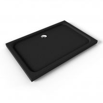 Saniverre - Shimmer Stone Receveur De Douche 80 X 120 Cm Acrylique Noir Effet Pierre + Bonde Et Siphon Inclus - Salle De Bain