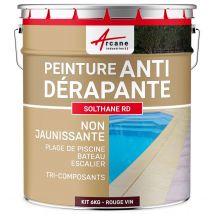 Peinture Antidérapante Pour Sol Extérieur - Solthane Rd Rouge Vin - Ral 3005 - 6 Kg - Arcane Industries