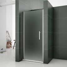 Aica Sanitaire - Aica Porte De Douche Pivotante 100x185cm En Verre Sablé Et Anticalcaire, Installation À Gauche