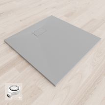 Saniverre - Baya Receveur De Douche 90 X 90 Cm Gris Extra-plat Aspect Pierre + Bonde Incluse
