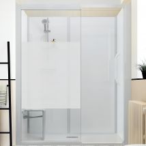 Cabine De Douche Kinedo Kinemagic Serenite 100x80 Pose En Niche Fond Toute Hauteur 1 Porte Coulissante Dépoli Mitigeur Mécanique Fabriqué En France