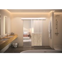 Optimum - Kit Porte En Applique Atelier Blanc Chêne Terra Cadre Aluminium Verre Dépoli Blanc - H 204 X 930 Mm