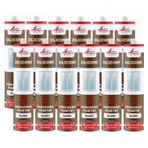 Mastic Silicone Intérieur / Extérieur Pour Fenêtres Et Menuiseries : Arcamastic Batiment Blanc - 300 Ml X 12 - Arcane Industries