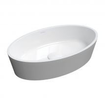 Omnires - Siena Marbrev Vasque À Poser 50 X 35 Cm Blanc- Gris Brillant Bonde De Vidage Blanche Incluse