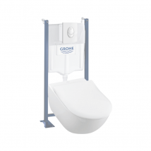 Pack Wc Suspendu Sans Bride Villeroy Et Boch Subway 2.0 + Abattant + Plaque Blanche + Bâti Grohe