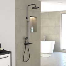 Galedo - Colonne de douche Mécanique finition Noir Mat - 133x28x52 cm - MOLLY BLACK