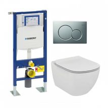 Pack Wc Geberit Up320 + Cuvette Aquablade Tesi + Sigma Chromé Mat