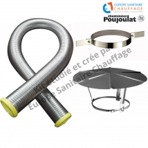Europe Sanitaire Chauffage - Kit tubage flexible double peau inox diamètre 180 + collier de fixation haute + chapeau Poujoulat Longueur du conduit 10 