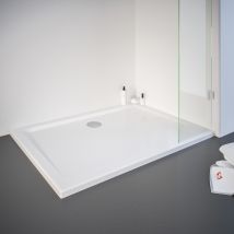 Schulte Receveur De Douche Acrylique, 120x80x3,5 Cm, Effet Blanc, Rectangulaire, Extra Plat À Poser Ou À Encastrer, Avec Pieds, Bac De Douche