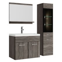Badplaats - Meuble de salle de bain Rio LED 60 cm lavabo Chene Gris - Armoire de rangement Meuble lavabo