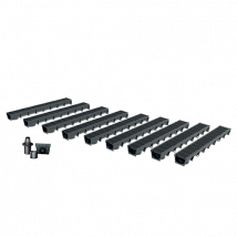 Pack De 9 Caniveaux Extérieurs Avec Grille À Fentes Longitudinales En Plastique Recyclé Noir Meapark - Largeur Utile 10cm – Passage Piéton