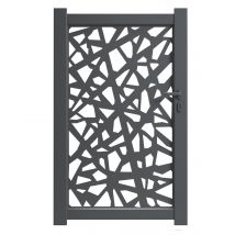 Clotures Et Occultation - Portillon aluminium IMOLA 180x100 cm - Remplissage tôle alu découpe laser PRISME Gris 7016