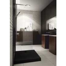Otitec - Receveur De Douche En Acrylique Noir - Structure En Pierre - Carré - Jamaica - 90 X 90