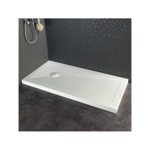 Planetebain - Receveur De Douche 80x160 Cm Blanc À Poser En Solid Surface - Miami