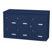 Bloc Collectif Leabox.com, 3x2, Grade 3, Simple Face, Extérieur, Fixation Murale, Bleu Saphir Ral 5003 Finition Brillante