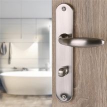 Ouvre & Deco - 2 Poignées De Porte Chambon Condamnation, Aluminium Nickel Mat Entraxe 195 Mm, Salle De Bain Wc