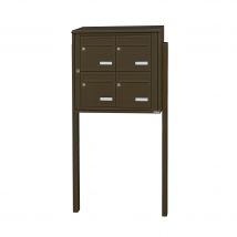 Bloc Collectif Leabox.com, 2x2, Grade 3, Simple Face, Extérieur, Fixation Sur Pieds À Sceller, Brun Sepia Ral 8014 Finition Brillante
