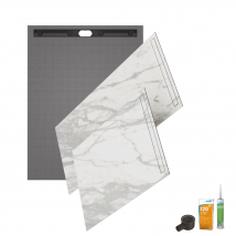 Wedi - Receveur à carreler 180 x 90 WEDI Fundo Riolito Neo + revêtement Top marble white + colle + écoulement horizontal + kit étancheité